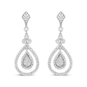 Bids.com 18K White Gold 1 1/4 Cttw Round Diamond Openwork Teardrop-Shaped Dangle Earrings (F-G Color, VS1-VS2 Clarity) Earrings