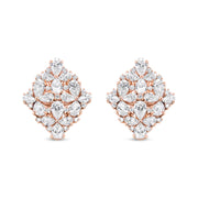 Bids.com 18K Rose Gold 8 1/3 Cttw Pear and Round Diamond Floral Cluster Omega Earrings (F-G Color, VS1-VS2 Clarity) Earrings