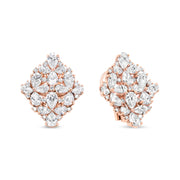 Bids.com 18K Rose Gold 8 1/3 Cttw Pear and Round Diamond Floral Cluster Omega Earrings (F-G Color, VS1-VS2 Clarity) Earrings