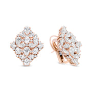 Bids.com 18K Rose Gold 8 1/3 Cttw Pear and Round Diamond Floral Cluster Omega Earrings (F-G Color, VS1-VS2 Clarity) Earrings