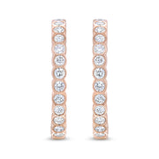 Bids.com 18K Rose Gold 1 Cttw Round Bezel-Set Diamond Hoop Earrings (F-G Color, VS1-VS2 Clarity) Earrings