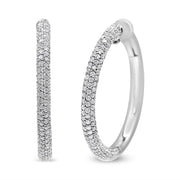 Bids.com 18K White Gold 2 1/3 Cttw Pave Set Diamond Semi Eternity Leverback Hoop Earrings (F-G Color, VS1-VS2 Clarity) Earrings
