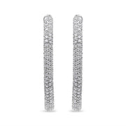 Bids.com 18K White Gold 2 1/3 Cttw Pave Set Diamond Semi Eternity Leverback Hoop Earrings (F-G Color, VS1-VS2 Clarity) Earrings