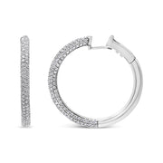 Bids.com 18K White Gold 2 1/3 Cttw Pave Set Diamond Semi Eternity Leverback Hoop Earrings (F-G Color, VS1-VS2 Clarity) Earrings
