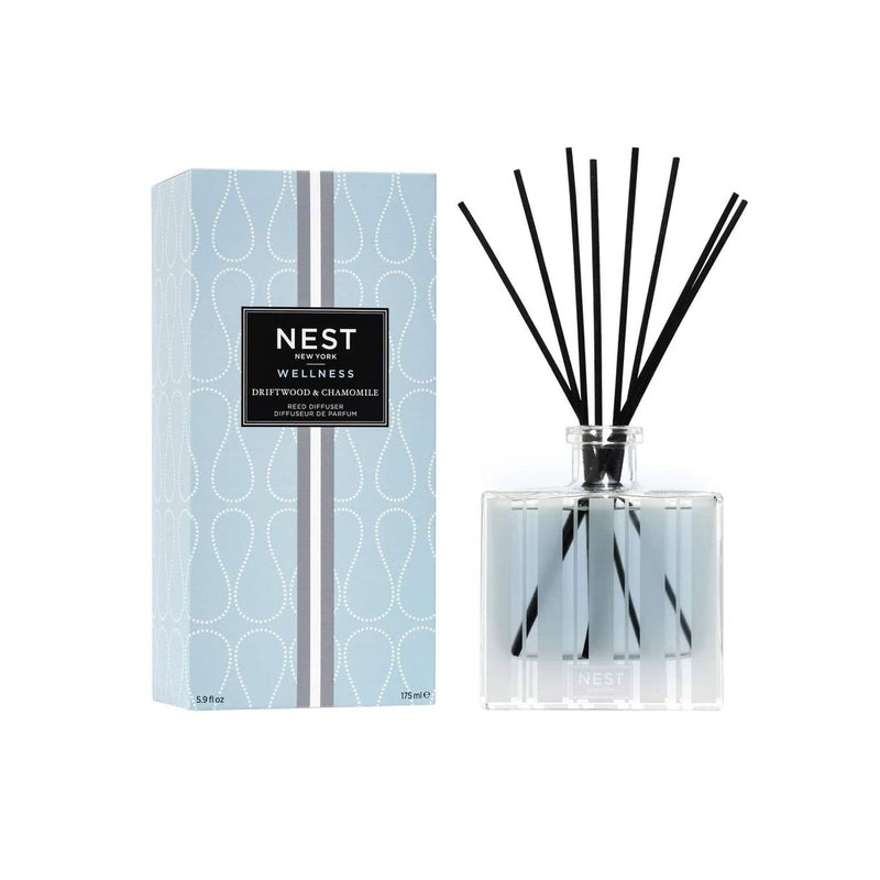 Nava Beauty Nest New York Driftwood & Chamomile Diffuser 5.9 OZ White Smoke Reed Diffuser 5.9 fl.oz,Refill 5.9 fl. oz
