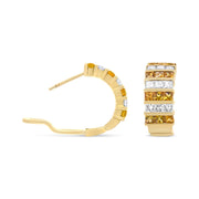 Bids.com 18K Yellow Gold 1 3/4 Cttw Invisible Set Princess Cut Diamond and 2.5mm Yellow Sapphire Huggie Hoop Earrings (F-G Color, VS1-VS2 Clarity) Earrings