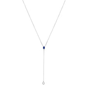 Bids.com Sterling Silver Created Blue Sapphire and Diamond Accent Y Necklace Necklaces