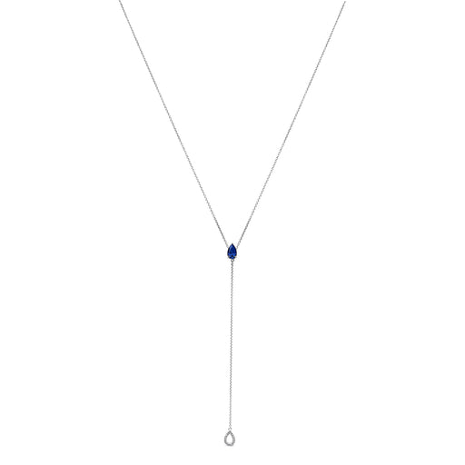 Bids.com Sterling Silver Created Blue Sapphire and Diamond Accent Y Necklace Necklaces