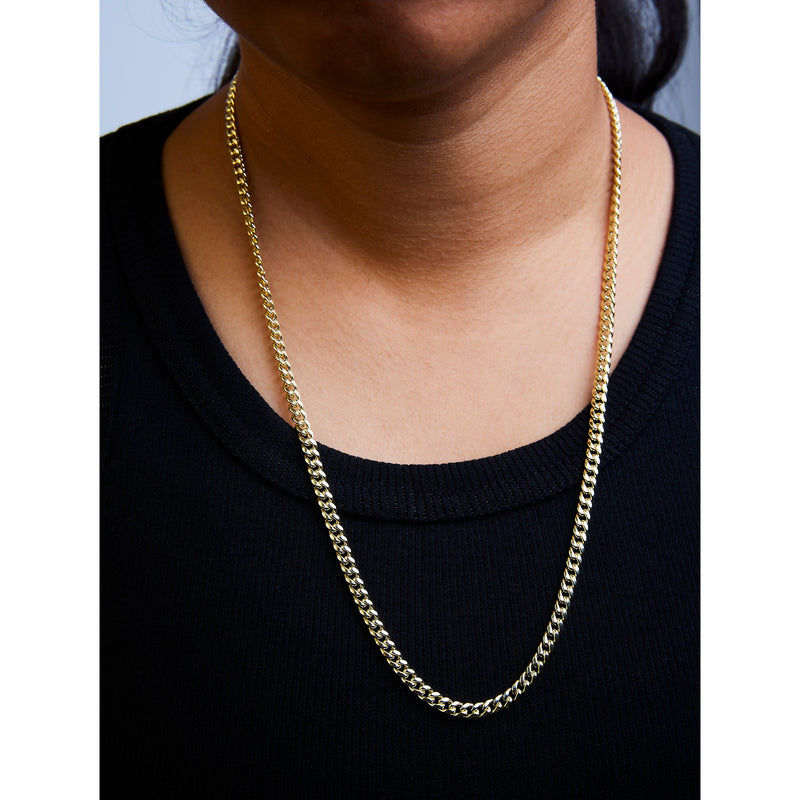 Bids.com Semi-Solid 14K Yellow Gold 4.5mm Miami Cuban Chain Necklace - Unisex Chain - 22 Inches Necklaces