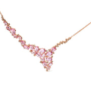 Bids.com 18K Rose Gold 1/2 Cttw Brown Diamond and Multi-Size Oval Pink Sapphire Cluster Cascade Statement Station Necklace (Brown Color, SI1-SI2 Clarity) - Adjustable up to 14" to 16" Necklaces