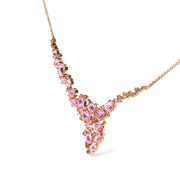Bids.com 18K Rose Gold 1/2 Cttw Brown Diamond and Multi-Size Oval Pink Sapphire Cluster Cascade Statement Station Necklace (Brown Color, SI1-SI2 Clarity) - Adjustable up to 14" to 16" Necklaces