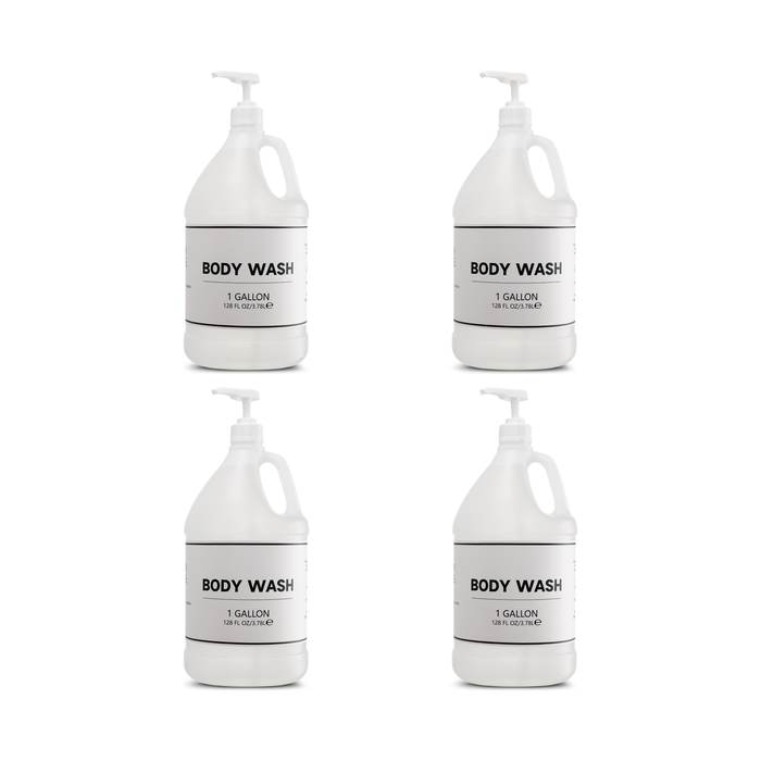 4-Pack Body Wash Refill - 4 Pack of 1 Gallon Pump Dispensers - White Label