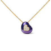 Bids.com 18K Yellow Gold Blue Enamel 1/10 Cttw Round Pave Diamonds Heart Shape 18" Pendant Necklace  (G-H Color, SI1-SI2 Clarity) - Adjustable up to 16" - 18" Necklaces