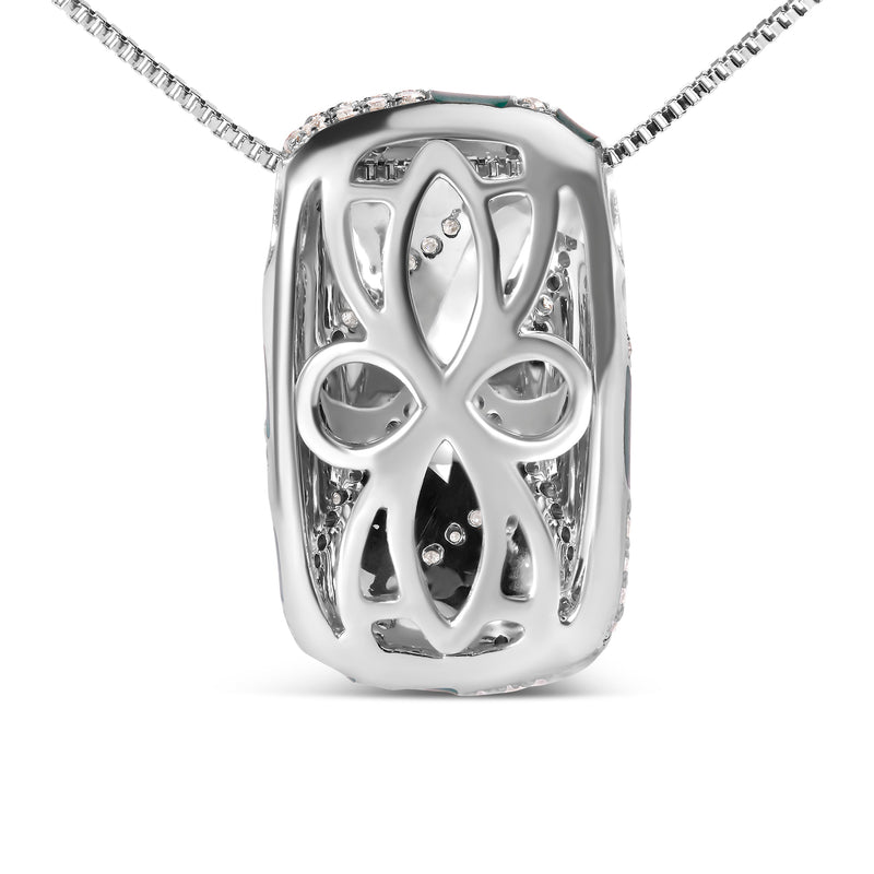 Bids.com .925 Sterling Silver Turquoise Enamel and 1/2 Cttw Diamond Block 18" Pendant Necklace (F-G Color, VS1-VS2 Clarity) Necklaces