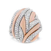 Bids.com 18K Rose and White Gold 1 7/8 Cttw Diamond and Gold Textured Dome Cocktail Ring (F-G Color, VS1-VS2 Clarity) - Size 6.5 Rings