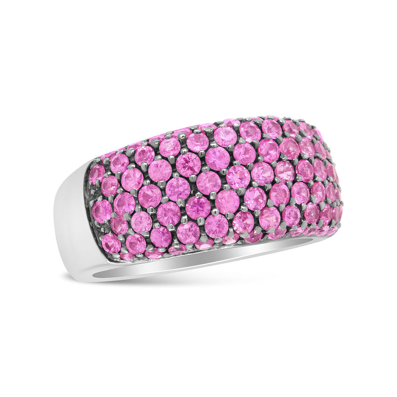 Bids.com 18K White Gold and Black Rhodium Multi Row Pink Sapphire Classic Band Ring - Ring Size 6.5 Rings