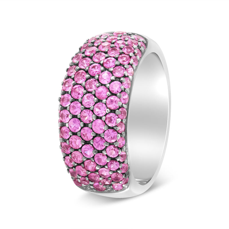 Bids.com 18K White Gold and Black Rhodium Multi Row Pink Sapphire Classic Band Ring - Ring Size 6.5 Rings