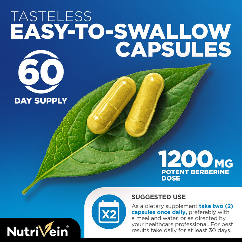 Nutrivein Berberine Plus Organic Ceylon Cinnamon - 120 Capsules GR-4L51-YC9A