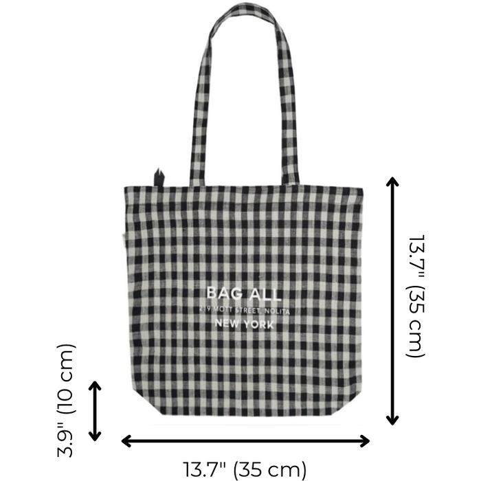 Bag-All - New York City Tote With Zipper And Inside Pocket, Gingham