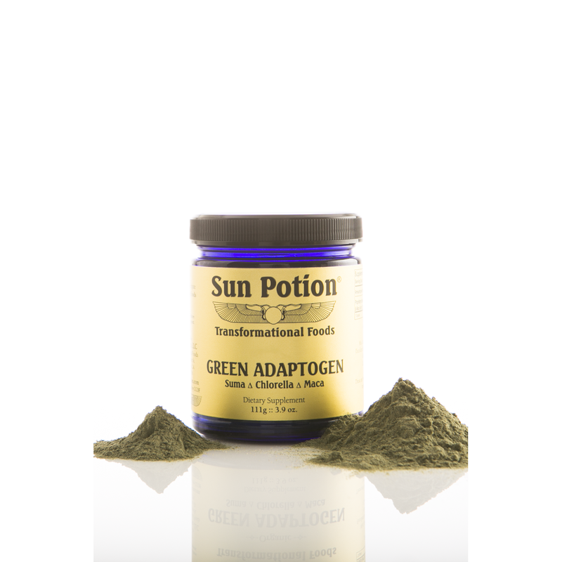 Sun Potion Green Adaptogen (Suma, Maca, Chlorella Blend) Adaptogen White Smoke 111g Jar