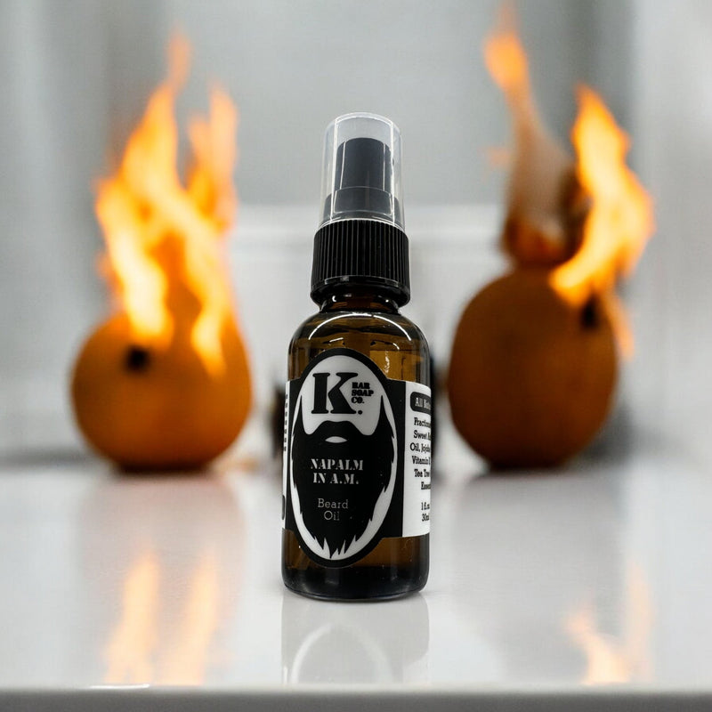 kbarsoapco Napalm in A.M. Premium Beard Oil