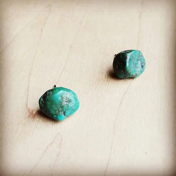 Natural Green Turquoise Stud Earrings