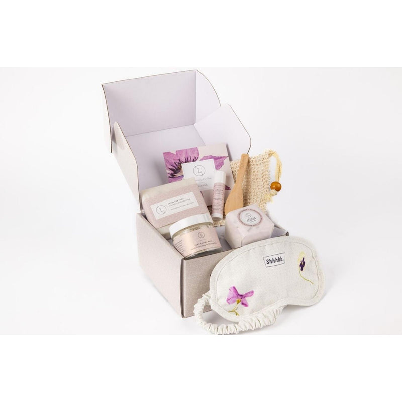 Lizush Lavender bath and body set, Natural skincare appreciation gift box Gift set for Her