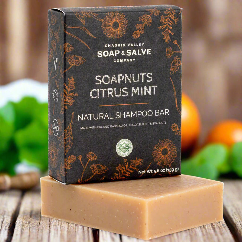 Chagrin Valley Soap & Salve Shampoo Bar: Soapnuts Citrus Mint Shampoo Bar