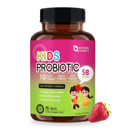 Nature Target Kids Probiotic + Multivitamin, 5 Billion CFUs, 75 Tablets Probiotic