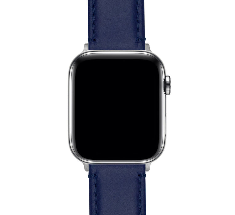 Apple Watch Navy Blue Leather Stitching Watch Band by Barton Watch Bands