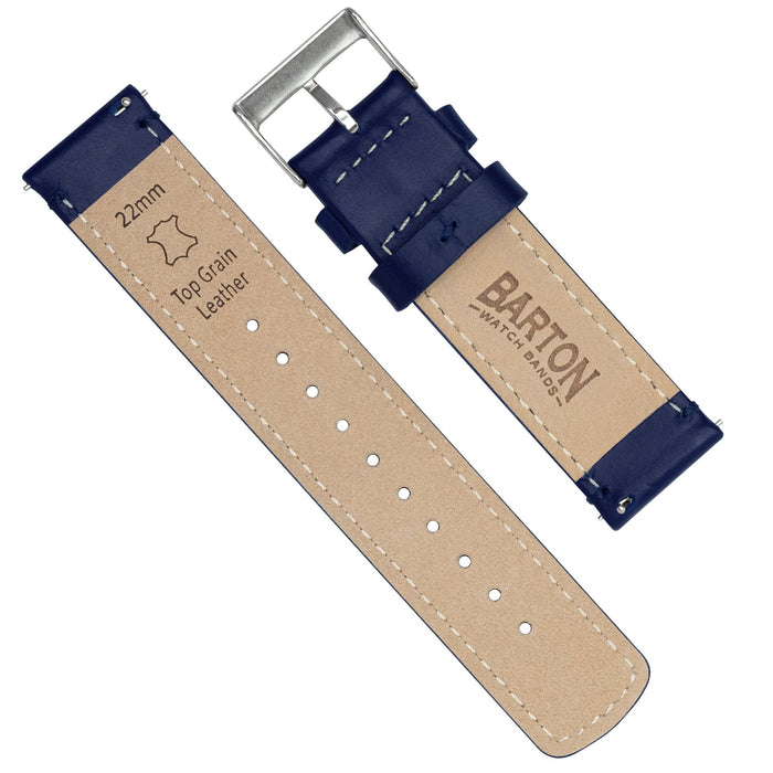 Navy Blue Leather Stitching Watch Band