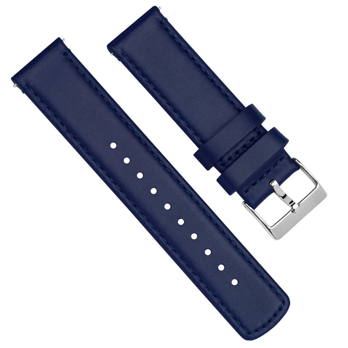 Navy Blue Leather Stitching Watch Band