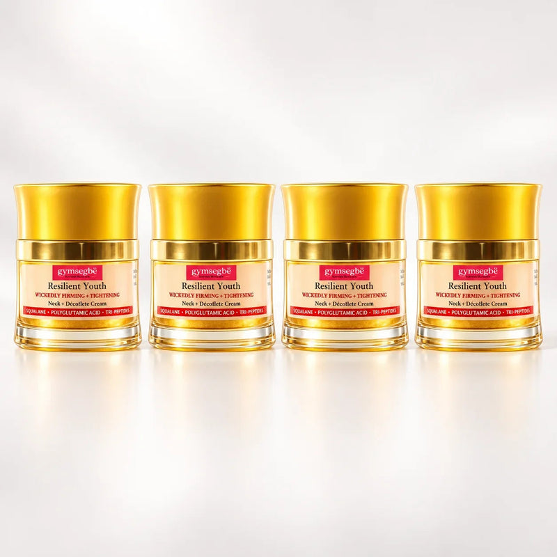 gymsegbë Resilient Youth Neck + Décolleté Cream Anti-Aging Body Peach Puff 4 Jars Save $12.97