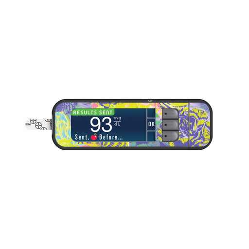 Peelz Neon Floral Sticker for Bayer Contour Next Glucometer Peelz/Stickers