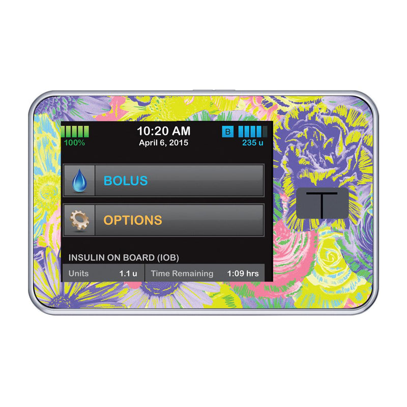 Neon Floral Sticker for Tandem t:slim — Pasteur Pharmacy