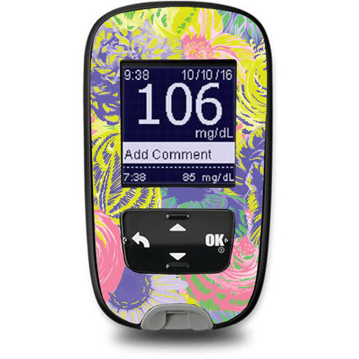 Peelz Neon Floral Sticker for the Accu-Chek Guide Glucometer Peelz/Stickers