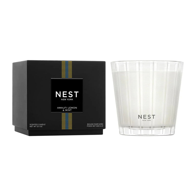 Nava Beauty Nest New York Amalfi Lemon and Mint Candle Black 3-Wick 21.2 OZ