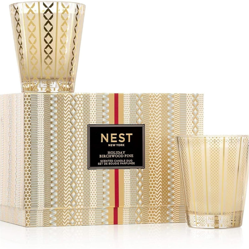 Nava Beauty Nest New York Holiday & Birchwood Pine Classic Candle Set Home Goods White Smoke