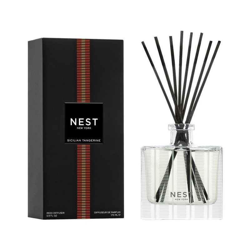 Nava Beauty Nest New York Sicilian Tangerine Reed Diffuser 5.9 OZ White Smoke