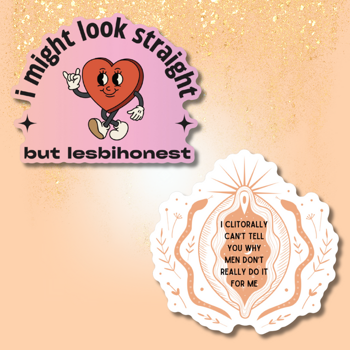 The Bullish Store - The Bullish Store - Lesbihonest Lesbian Puns Sticker Bundle | Glossy Die Cut Vinyl Sticker