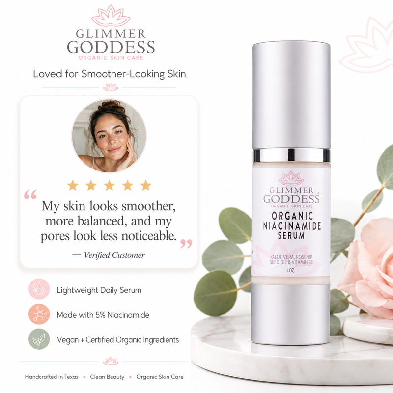 Glimmer Goddess® Organic Skin Care Organic Niacinamide Serum 5% – Pore Minimizer & Anti-Aging Treatment Serums