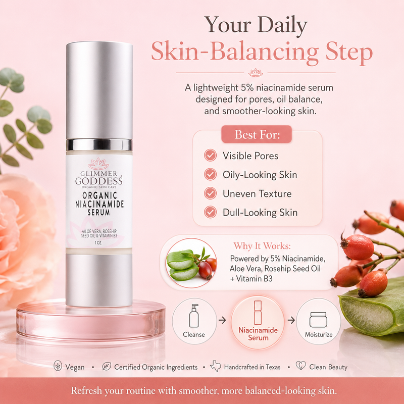 Glimmer Goddess® Organic Skin Care Organic Niacinamide Serum 5% – Pore Minimizer & Anti-Aging Treatment Serums