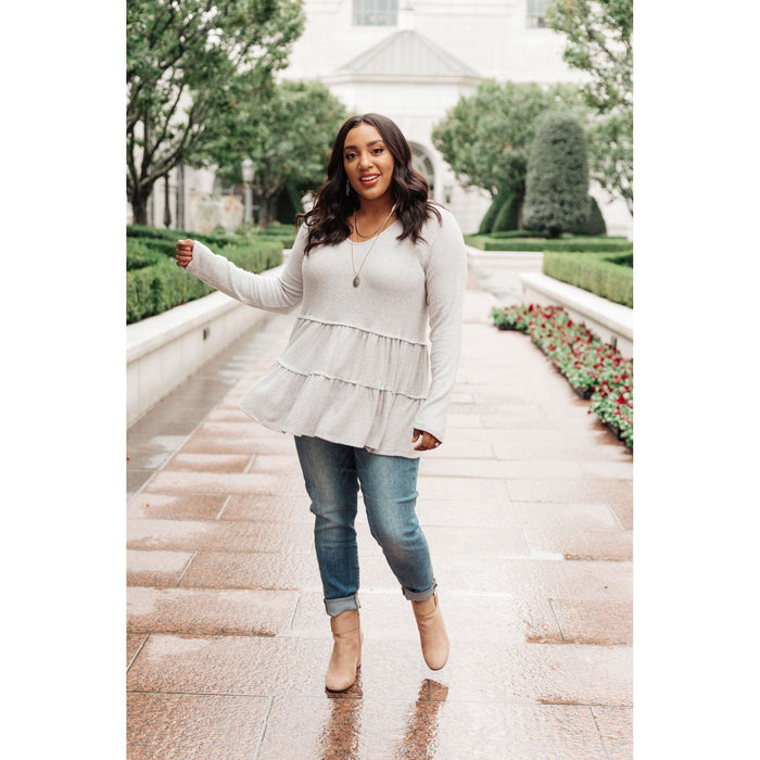 Nicely Done Tiered Top in Gray