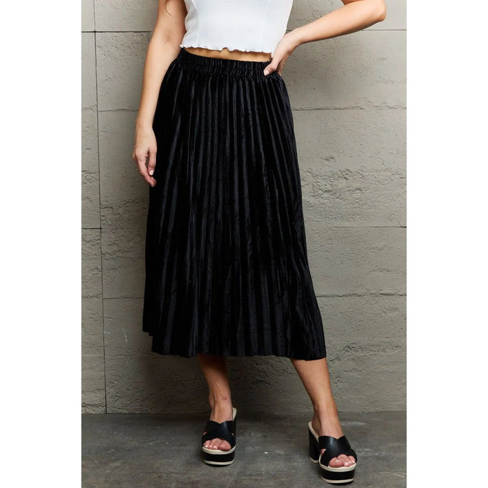 Ninexis Classy Accordion Pleated Flowy Midi Skirt