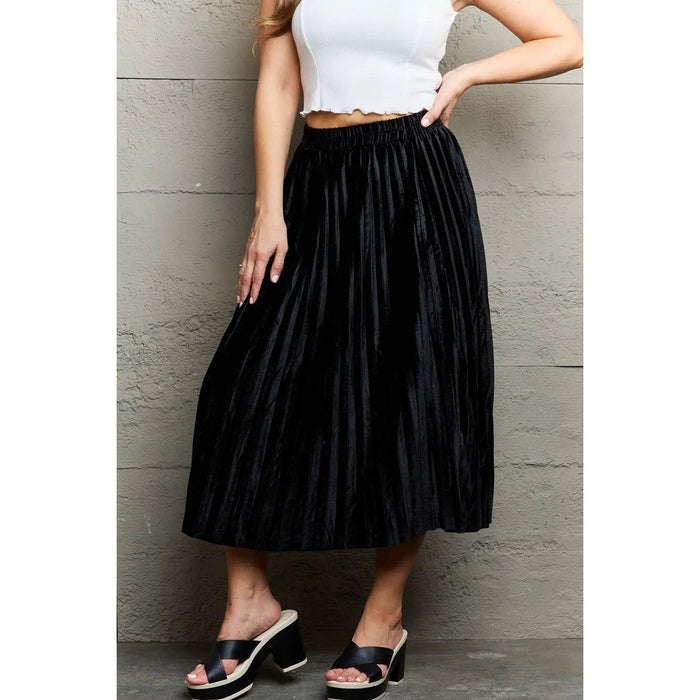 Ninexis Classy Accordion Pleated Flowy Midi Skirt