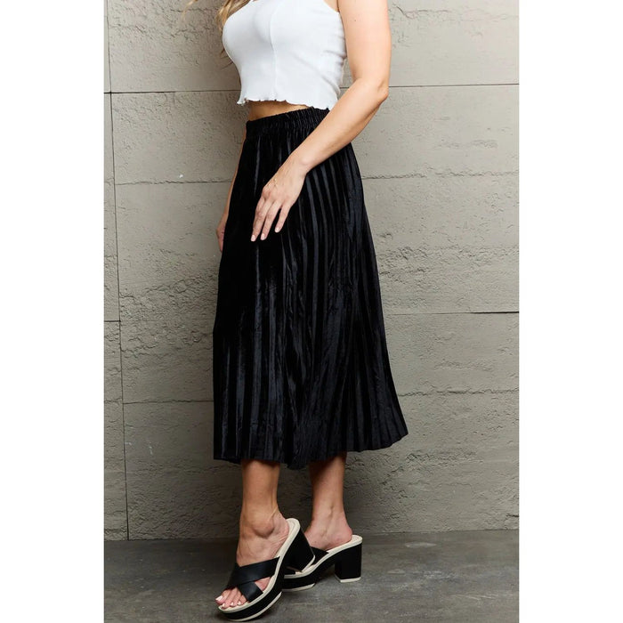 Ninexis Classy Accordion Pleated Flowy Midi Skirt