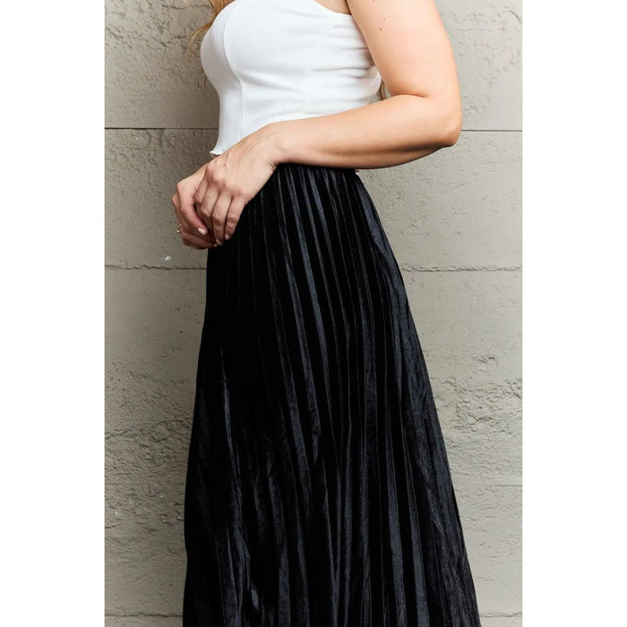 Ninexis Classy Accordion Pleated Flowy Midi Skirt