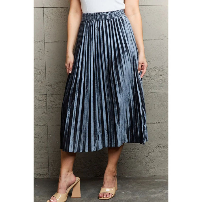 Ninexis Classy Accordion Pleated Flowy Midi Skirt