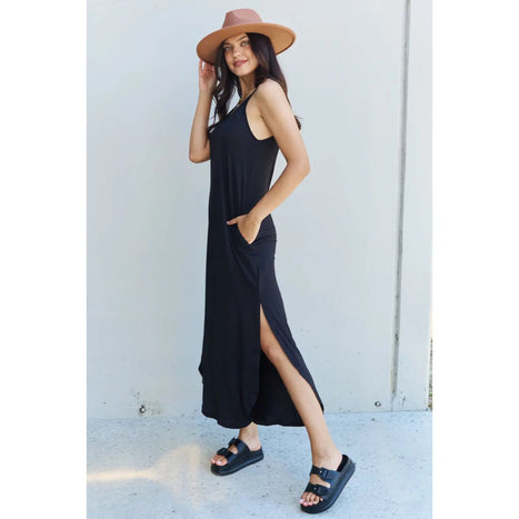 Ninexis Good Energy Cami Side Slit Maxi Dress in Black