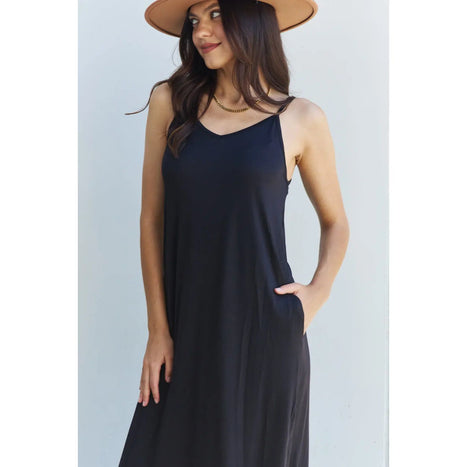 Ninexis Good Energy Cami Side Slit Maxi Dress in Black